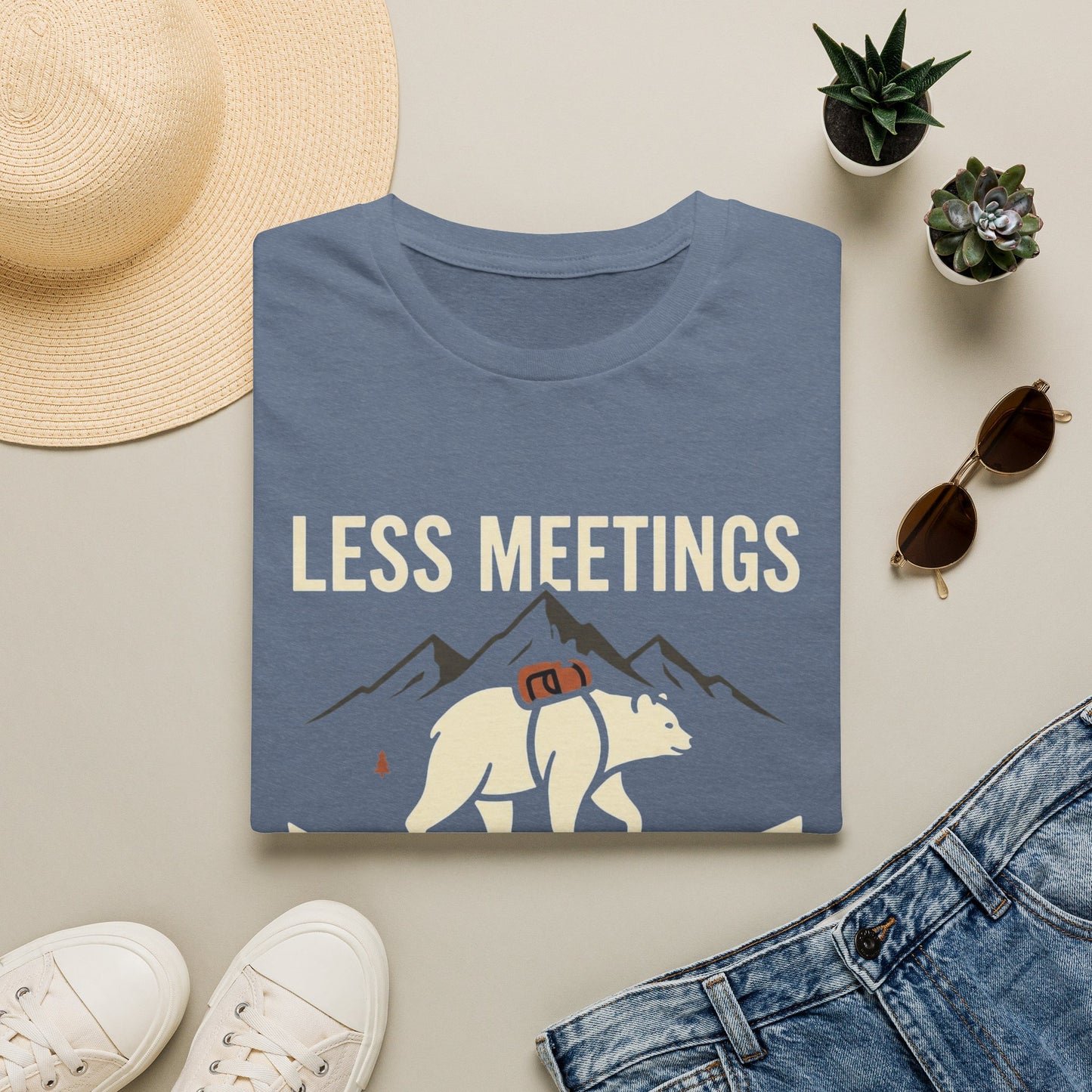 Less Meetings More Mountains T-Shirt