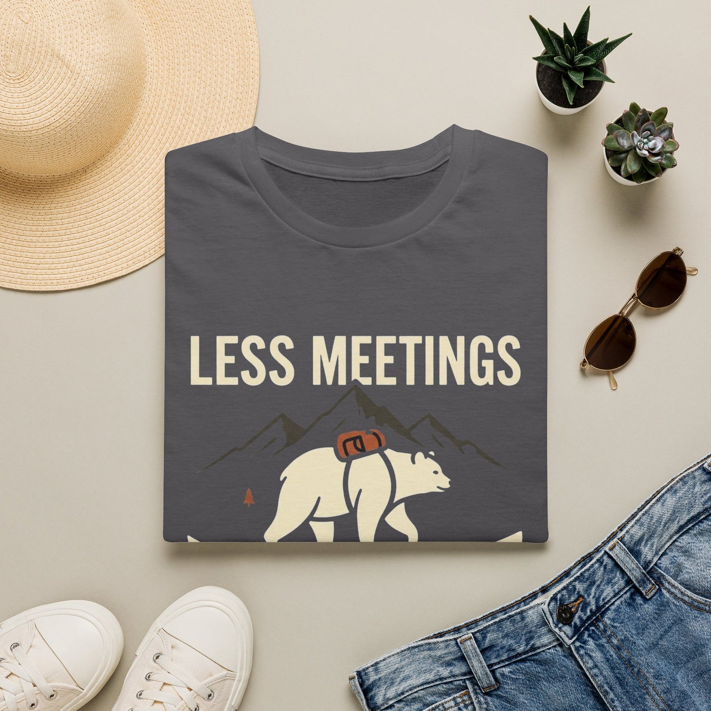 Less Meetings More Mountains T-Shirt