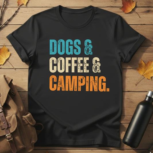 Dogs,Coffee,Camping T-Shirt