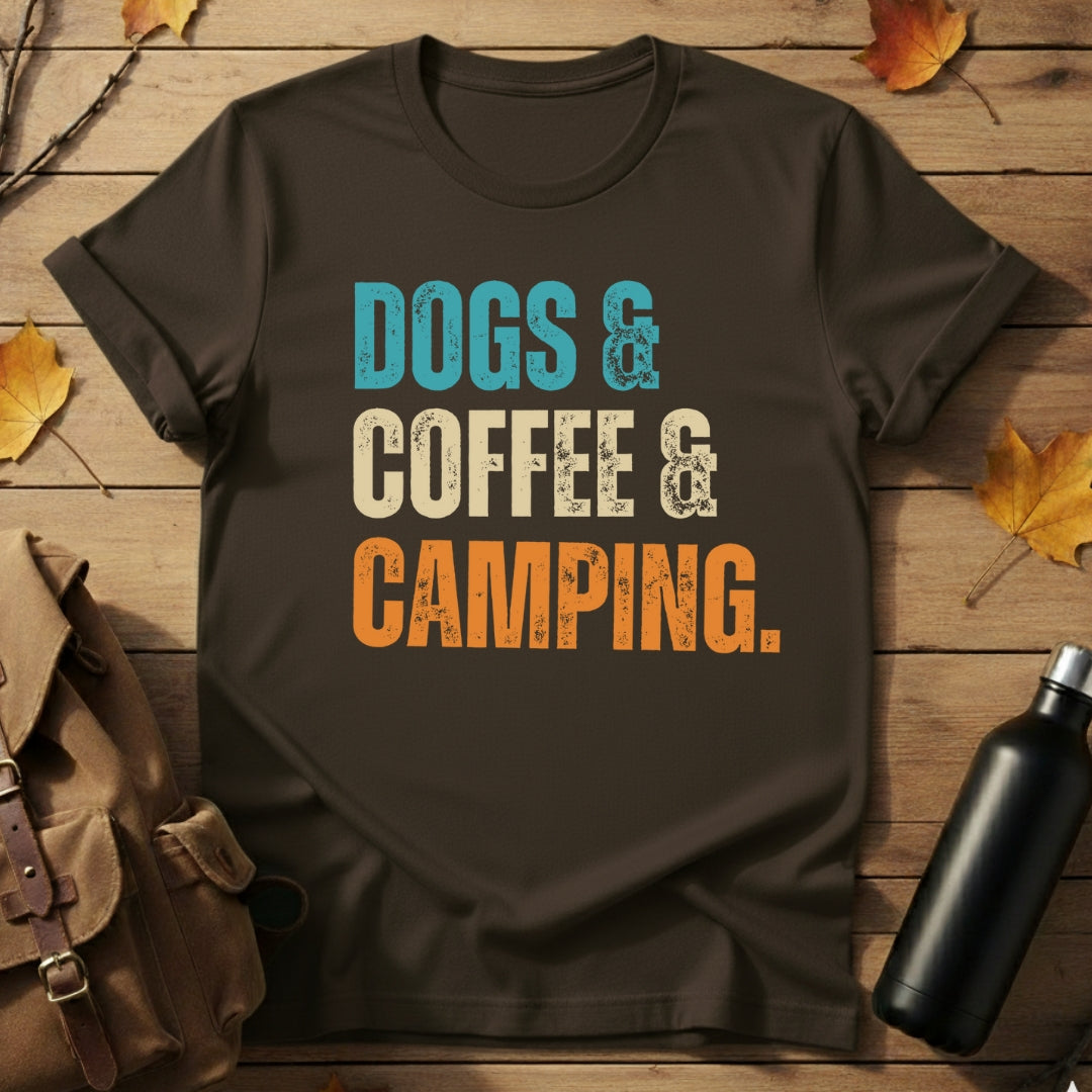 Dogs,Coffee,Camping T-Shirt