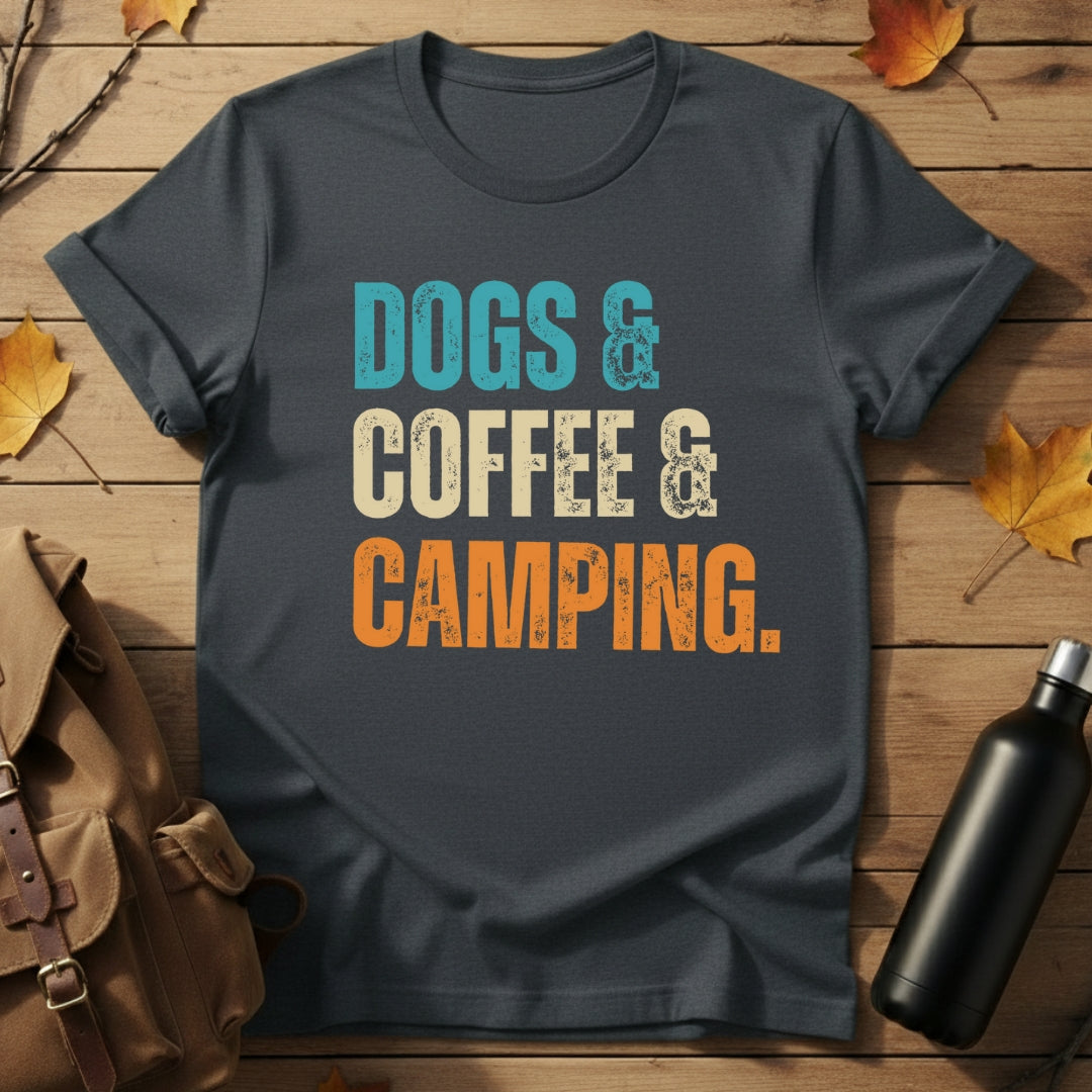 Dogs,Coffee,Camping T-Shirt