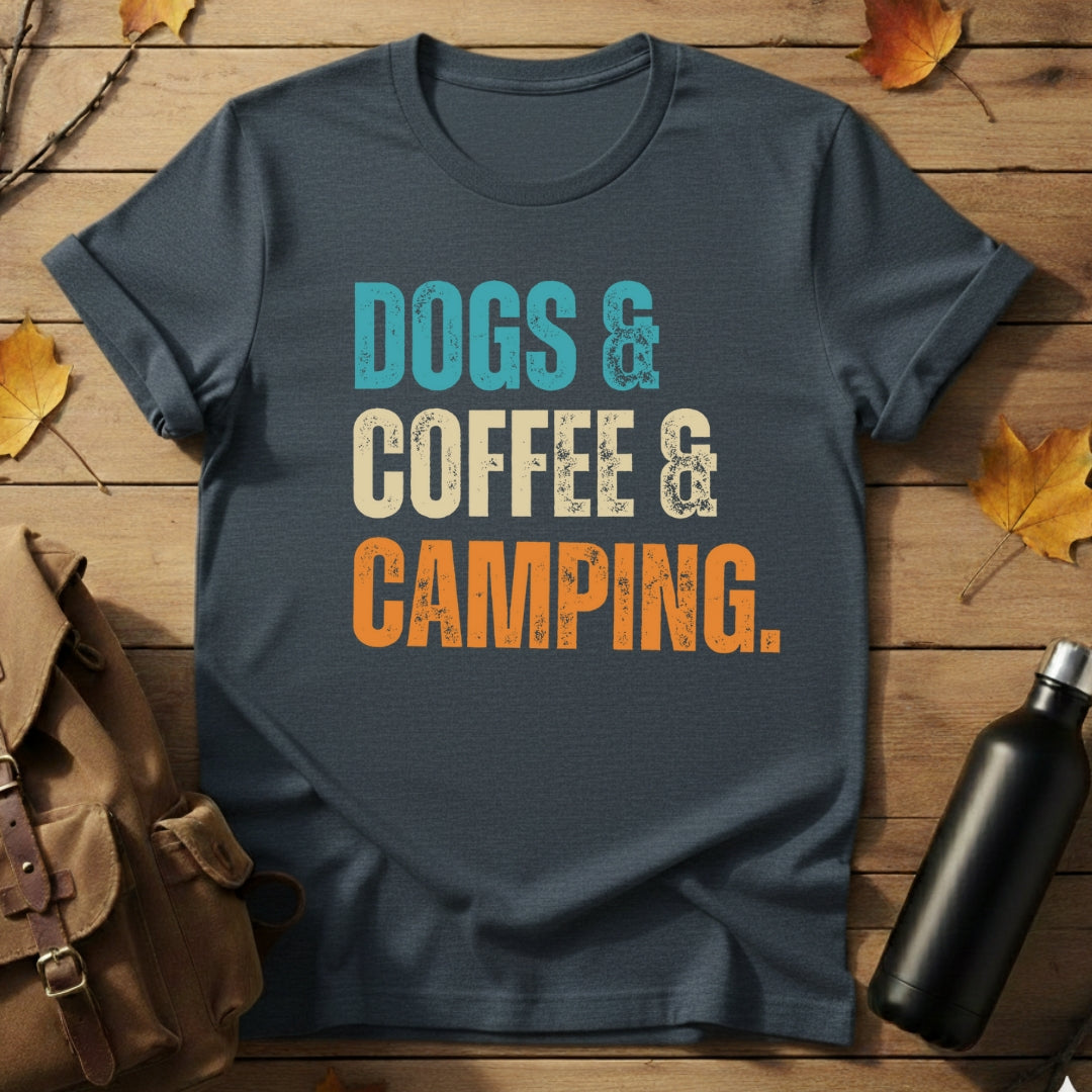 Dogs,Coffee,Camping T-Shirt